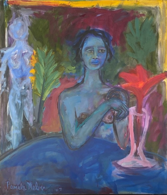 Pamela_Melvin_Blue_Woman_with_Flowers_Oil_on_Canvas_38hx32w