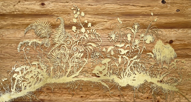 Botanical Preserve, 2024

Gold leaf on carved cypress

40h x 72w in