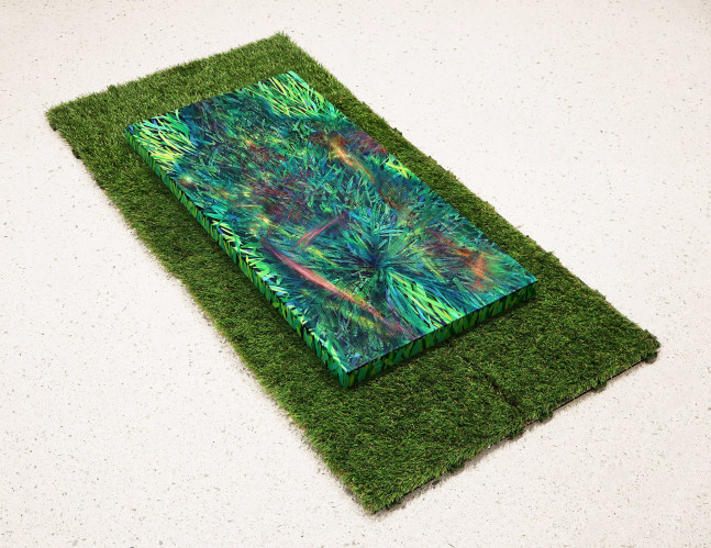 Receiver I, 2023

Oil on canvas, with synthetic turf squares

48h x 24w in