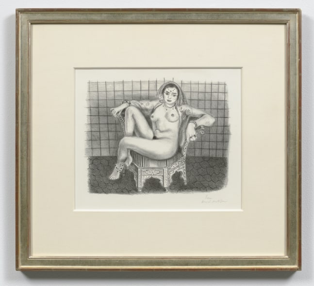 Jeune Hindoue, 1929

lithograph on wove paper, signed in pencil and inscribed Essai, a proof aside from the edition of 50

image: 11 x 14 1/4 in. / 27.9 x 36.2 cm

sheet: 15 1/2 x 19 3/4 in. / 39.4 x 50.2 cm

Duthuit 508

Catalogue no. 58