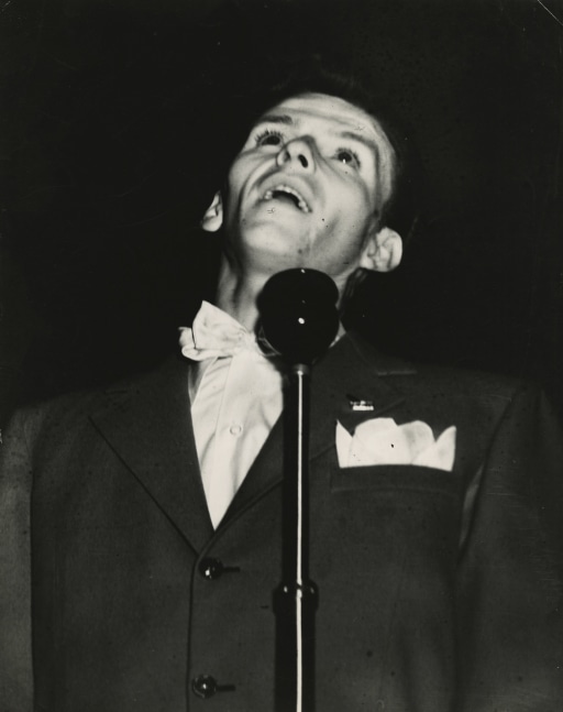 Weegee

Frank Sinatra, Palace Theatre, 1944
gelatin silver print
image: 13 3/8 x 10 3/4 in. (34 x 27.3 cm)

Weegee/Photo-Representatives credit stamp and &amp;quot;Weegee the Famous&amp;quot; circular stamp on print verso.