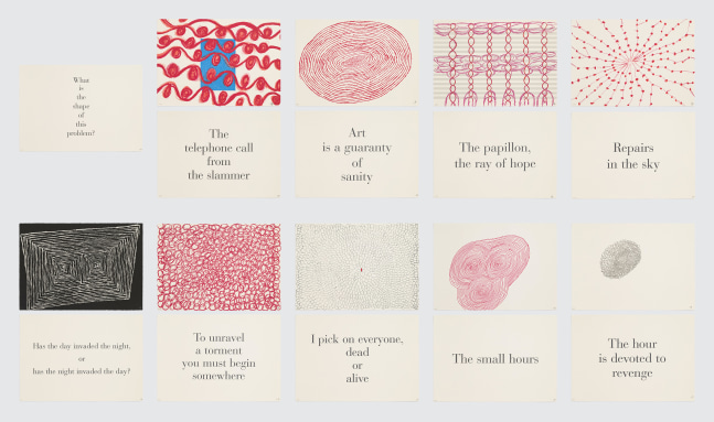 What Is the Shape of This Problem?, 1999
series of 9 letterpress diptychs, 5 with lithography, ed. of 25 + 14AP
each 12 x 17 in. / 30.5 x 43.2 cm