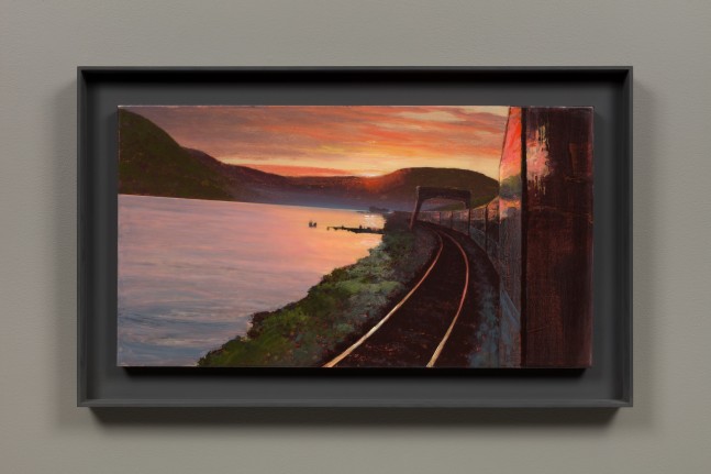 Hudson Highlands from the 20th Century Limited (Mass MoCA #288), 2018
polished mixed media on canvas
16 1/2 x 30 in. / 41.9 x 76.2 cm
framed: 22 x 35 1/2 x 2 1/2 in. / 55.9 x 90.2 x 6.4 cm