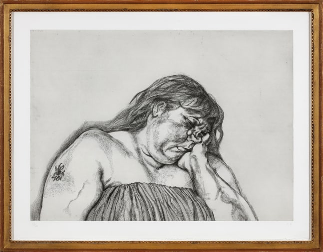 Lucian Freud

Woman with an Arm Tattoo, 1996

etching on Somerset textured white paper, ed. of 40

27 3/4 x 35 1/4 in. / 70.5 x 89.5 cm