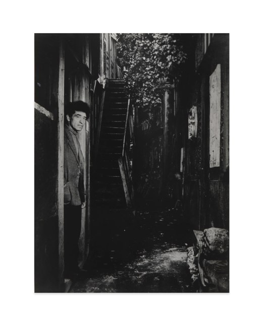 Giacometti &amp;agrave; la porte de son atelier, rue Hippolyte-Maindron&amp;nbsp;(Giacometti at the door of his studio, Rue Hippolyte-Maindron), 1947-1948

gelatin silver print on double weight paper

image: 11 7/8 x 9 1/8 in. / 30.2 x 23.2 cm

sheet: 11 7/8 x 9 1/8 in. / 30.2 x 23.2 cm

verso: signed, stamped &amp;lsquo;COPYRIGHT by BRASSA&amp;Iuml; 81, Faubourg St. Jacques PARIS 14eme T&amp;eacute;l. 707.23.41&amp;rsquo;, inscribed &amp;lsquo;PN1476/2&amp;#39;