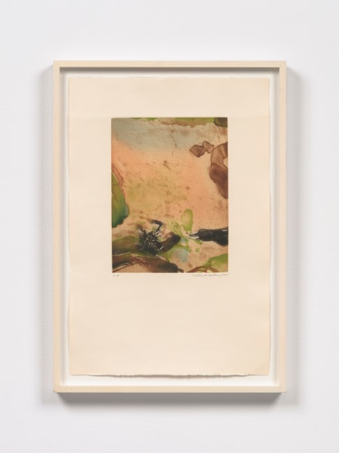 An earth tone colored, abstract etching with aquatint by Zao Wou-Ki