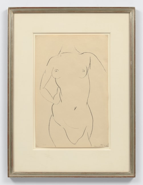 Torse de face, 1913

lithograph on Japanese vellum, signed in ink and numbered from the edition of 50

image: 18 1/16 x 11 13/16 in. / 45.9 x 30&amp;nbsp;

sheet: 19 11/16 x 13 in. / 50 x 33 cm

Duthuit 407

Catalogue no. 31