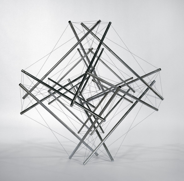 Double Shell Form II, 1979

aluminum and stainless-steel cable, ed. of 4

22 1/2 x 22 1/2 x 22 1/2 in. / 57.1 x 57.1 x 57.1 cm