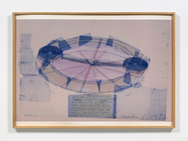 Dennis Oppenheim

Detail from (An Armature for Projection - Launching Structure #2), 1982&amp;nbsp;&amp;nbsp;&amp;nbsp;
hand tinted blue line print on linen mounted on rag board
40 x 60 in. / 101.6 x 152.4 cm