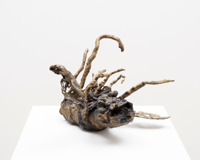 Small cast bronze sculpture of dead insect by Michele Oka Doner.