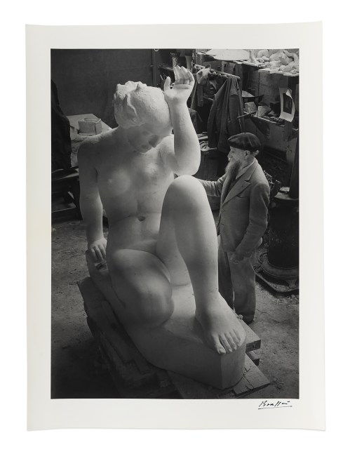 Maillol finissant sa grande sculpture, La Montagne&amp;nbsp;(Maillol finishing his large sculpture, La Montagne), 1936&amp;nbsp;&amp;nbsp;
gelatin silver print on double weight paper&amp;nbsp;
image: 13 3/4 x 9 3/4 in. / 34.9 x 24.8 cm

sheet: 15 3/4 x 11 3/4 in. / 40 x 29.8 cm&amp;nbsp;

recto:&amp;nbsp;signed, lower right

verso:&amp;nbsp;stamped &amp;lsquo;Tirage de l&amp;rsquo;Auteur&amp;rsquo;; &amp;lsquo;Copyright by BRASSA&amp;Iuml; 1936 All Rights Reserved&amp;rsquo;, inscribed &amp;lsquo;Maillol finissant sa grande sculpture: La Montagne&amp;rsquo;; &amp;lsquo;Cat. 49&amp;rsquo;; &amp;lsquo;A.43&amp;rsquo;; &amp;lsquo;PN1502/2&amp;rsquo;&amp;nbsp;