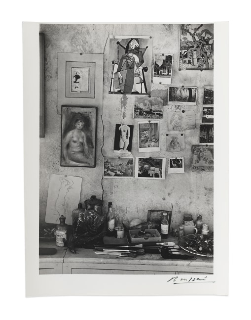 Le mur de l&amp;rsquo;atelier avec ses images, chez Bonnard&amp;nbsp;(A wall in Bonnard&amp;rsquo;s house with his favorite images), 1946&amp;nbsp;
gelatin silver print on double weight paper&amp;nbsp;
image: 10 7/8 x 7 5/8 in. / 27.6 x 19.4 cm

sheet: 12 x 9 in. / 30.5 x 22.9 cm&amp;nbsp;

recto:&amp;nbsp;signed, lower right

verso:&amp;nbsp;signed, stamped &amp;lsquo;Tirage de l&amp;rsquo;Auteur&amp;rsquo;; &amp;lsquo;COPYRIGHT BRASSA&amp;Iuml;&amp;rsquo;, inscribed &amp;lsquo;Le mur de l&amp;rsquo;atelier avec ses images chez P. Bonnard au Cannet A. Mms&amp;rsquo;; &amp;lsquo;A 352&amp;rsquo;; &amp;lsquo;Cat. 4.&amp;rsquo;; &amp;lsquo;PN1458/1&amp;rsquo;&amp;nbsp;