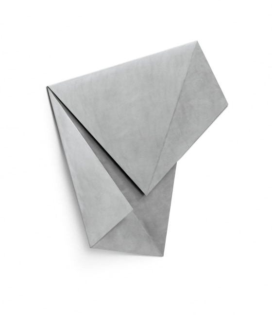 Aluminum sculpture in the form of folded paper