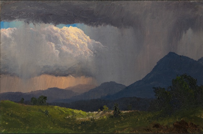 Frederic Edwin Church

Mountainside Downpour

1871

oil on paper laid down on canvas

6 1/2 x 10 inches (16.5 x 25.4 cm)

inscribed Aug. 21 - 1871 (verso)&amp;nbsp;