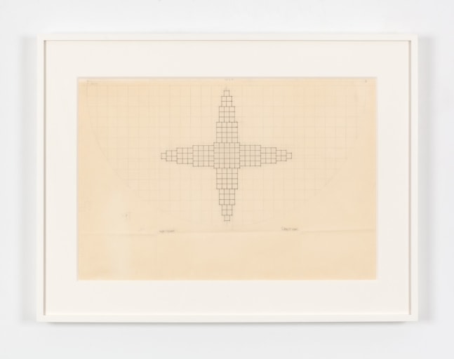 Sol LeWitt Drawing for a Structure, 1980 pencil, pen and ink on wax paper 16 1/8 x 23 1/4 in. (41 x 59.1 cm) frame: 22 x 28 3/4 x 1 1/2 in. (55.9 x 73 x 3.8 cm) signed and dated "S. Lewitt 1980" on recto