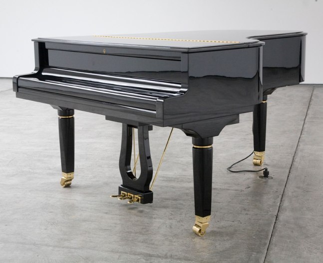 Céleste Boursier-Mougenot "index, v.4" 2005/2009 Pleyel piano P190 with PianoDisc system, computer and software 74 1/2 x 59 1/2 x 40 1/2 in.