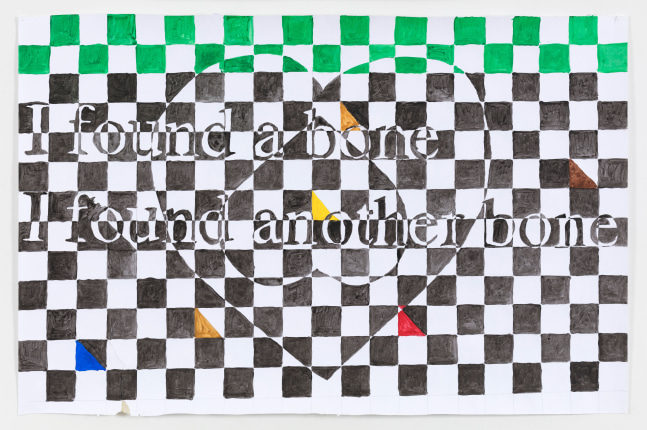 Ben Estes Heart Poems (I found a bone), 2017 pencil and acrylic on paper 27 1/2 x 42 in. (69.9 x 106.7 cm)