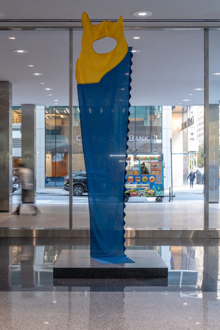 Installation view of Claes Oldenburg & Coosje van Bruggen at Lever House. © Claes Oldenburg and Coosje van Bruggen. Courtesy of the Estate of Claes Oldenburg & Coosje van Bruggen and Paula Cooper Gallery, New York. Photo credit: Timothy Schenck