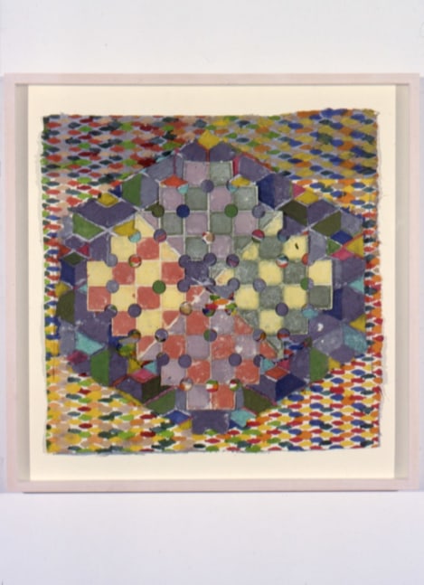 Alan Shields &quot;School Instinct&quot; 1986 Watercolor, thread, on handmade paper 20&quot; x 20 1/4&quot;