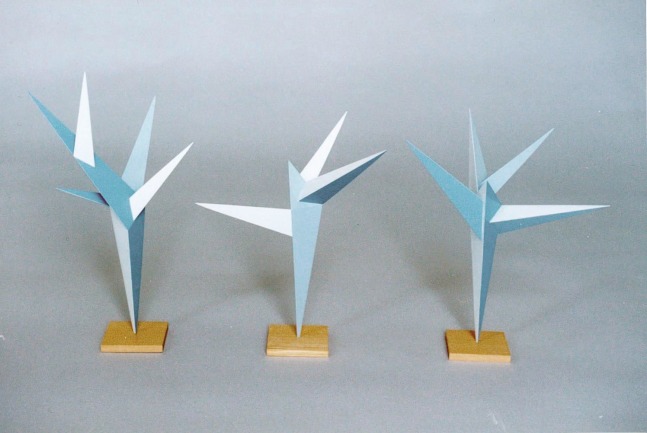 Robert Wilson "Time Rocker Flowers" 1996 Wood painted gray, blue, white 15 x 10 x 8"