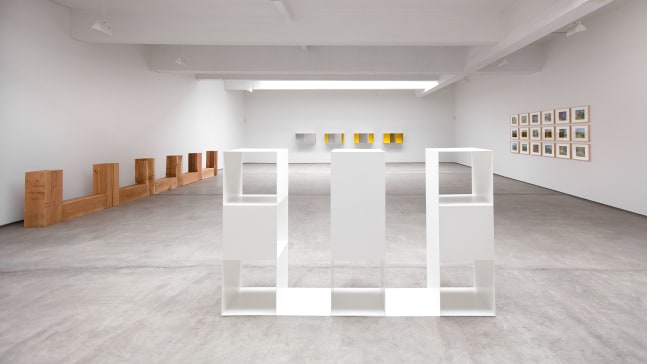 Installation view, Carl Andre, Jennifer Bartlett, Donald Judd, Sherrie Levine, Sol LeWitt, Robert Wilson, Elemental, March 19 – April 23, 2011