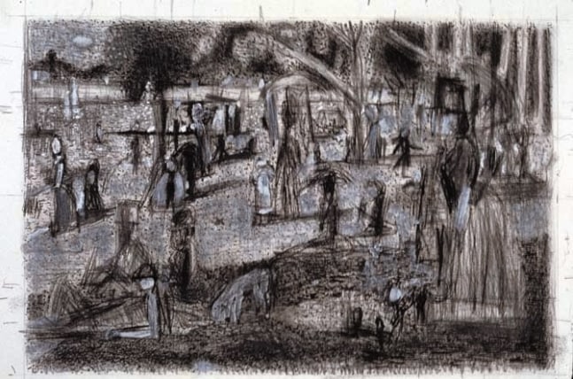 Michael Hurson "Seurat Drawing #2" 2001 Graphite, ink, White-out on paper 12 7/8 x 18 in.