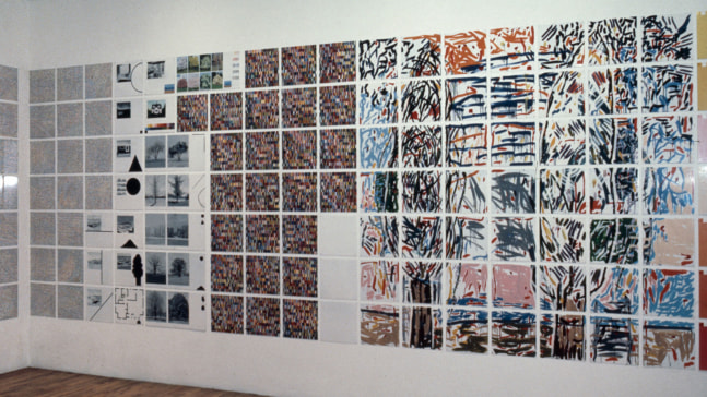 Installation view, A New Work: Rhapsody, Paula Cooper Gallery, 155 Wooster Street, New York, May 8 - Jun 2 1976. © Jennifer Bartlett. Courtesy Paula Cooper Gallery, New York, Marianne Boesky Gallery, New York, and The Jennifer Bartlett 2013 Trust.