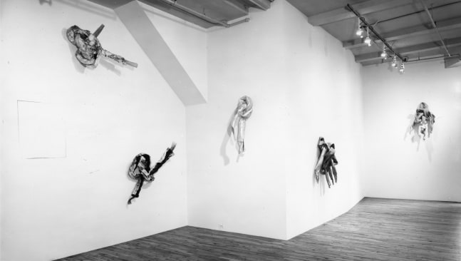 Installation view, Lynda Benglis Metallized Knots, Paula Cooper Gallery, 155 Wooster Street, New York, May 4 - June 8, 1974. © Lynda Benglis / Licensed by Artists Rights Society (ARS) New York. Courtesy PACE, New York, and Paula Cooper Gallery, New York. Photo: Geoffrey Clements.