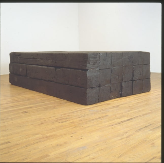 Robert Grosvenor  &quot;Untitled&quot; 1977-78 Wood, creosote, undercoating 36&quot; x 135&quot; x 71&quot;