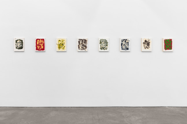 Installation view of paintings by Julian Lethbridge at Paula Cooper Gallery
