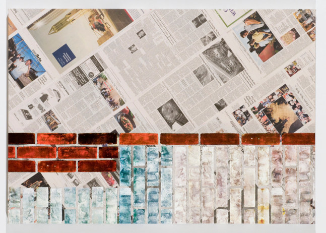 Kelley Walker "Untitled" 2008 four-color process silkscreen on canvas with The New York Times, Wednesday, September 10, 2008 60 x 42 in.