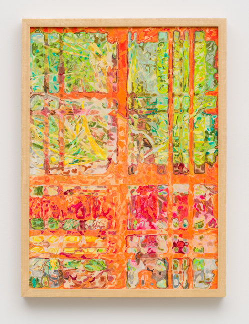 Jorge Pardo, Untitled 7 (Sarah), 2022 acrylic paint, colored pencil, and high gloss automotive lacquer on MDF panel