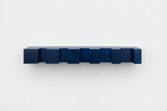 Donald Judd Untitled, 1969 blue lacquer on galvanized iron 5 x 40 x 9 in. (12.7 x 101.6 x 22.9 cm)
