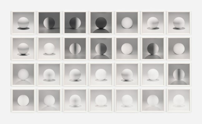 Sol LeWitt A sphere lit from the top, four sides, and all their combinations, 2004 28 inkjet prints on Hahnemuhle 308 gram 100% cotton photo rag paper image: 18 x 18 in. (45.7 x 45.7 cm) paper: 18 x 18 in. (45.7 x 45.7 cm)