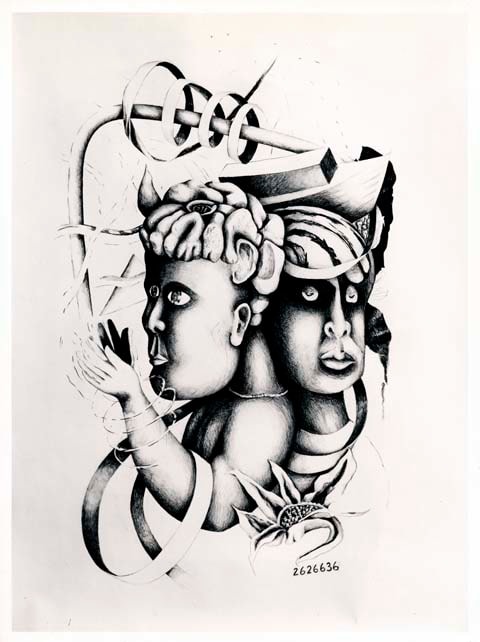 Jonathan Borofsky &quot;Double self-portrait with moving hands... at 2,626,636&quot; 1979 Conte crayon on paper 67 1/2 x 49&quot;