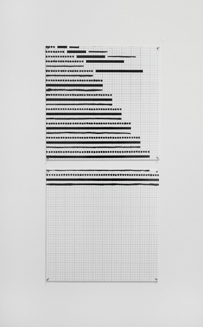 Jennifer Bartlett 1" - 12" Dotted, Ruled, Freehand Lines, 1975 enamel over silkscreen grid on baked enamel on steel plates each: 12 x 12 in. (30.5 x 30.5 cm) overall: 25 x 12 in. (63.5 x 30.5 cm)