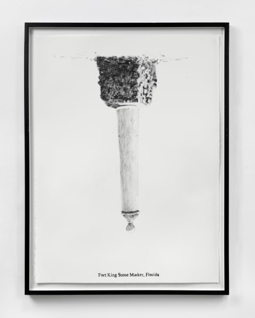 Sam Durant Fort King Stone Marker, Florida, 2005 graphite on paper 30 x 22 in. (76.2 x 55.9 cm) frame: 33 x 25 in. (83.8 x 63.5 cm)