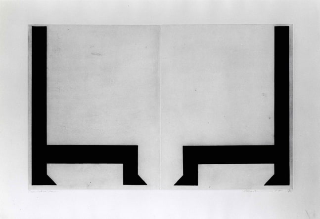 Robert Wilson Queen Victoria Chairs, 1977 etching ​26 3/4&quot; x 36 1/4&quot; sheet Edition of 20