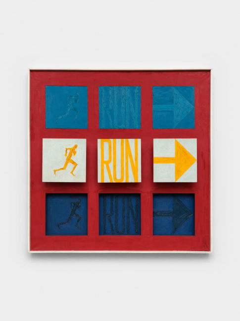 Sol LeWitt Run I, 1962 oil on canvas, painted wood 63 1/2 x 63 1/2 x 3 1/2 in. (161.3 x 161.3 x 8.9 cm)