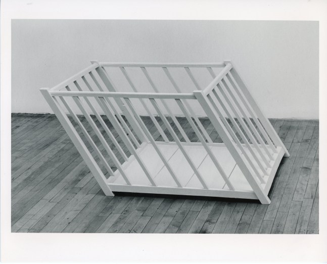 Robert Gober &quot;Slanted Playpen&quot; 1987 Enamel paint and wood 23 1/2&quot; x 50&quot; x 36&quot;