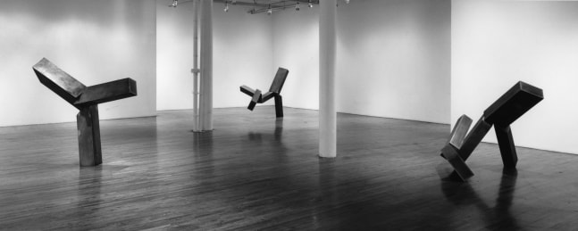 Installation view, Recent Sculptures, Paula Cooper Gallery, 155 Wooster Street, New York, May 3 - June 2, 1989. © 2025 Joel Shapiro / Artists Rights Society (ARS), New York. Courtesy Paula Cooper Gallery, New York. Photo: Geoffrey Clements.