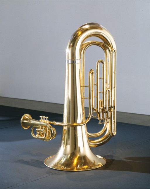 Christian Marclay "Lip Lock" 2000 Altered tuba and pocket trumpet 34 1/2 x 20 x 18 in.