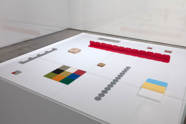 Installation view, Carl Andre, Small Sculptures and Short Words, February 11 – March 11, 2017