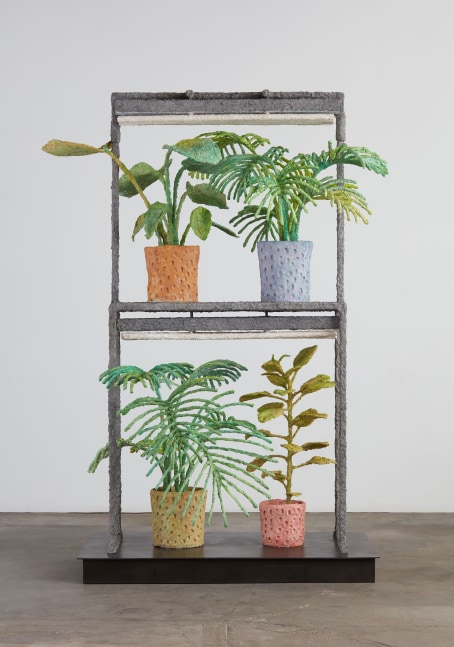 Evan Holloway Hollywood Squares, 2017 steel, cardboard, CelluClay, Cel-vinyl and acrylic 99 1/2 x 72 x 46 in. (252.7 x 182.9 x 116.8 cm)