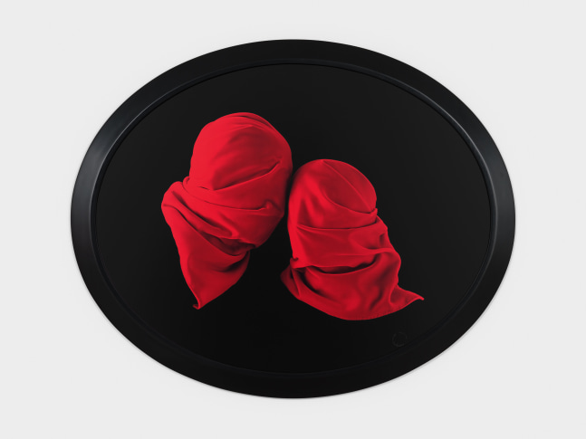 Sarah Charlesworth Red Veils, 1992–1993 Cibachrome with lacquered wood frame 44 x 54 1/2 in. (111.8 x 138.4 cm)