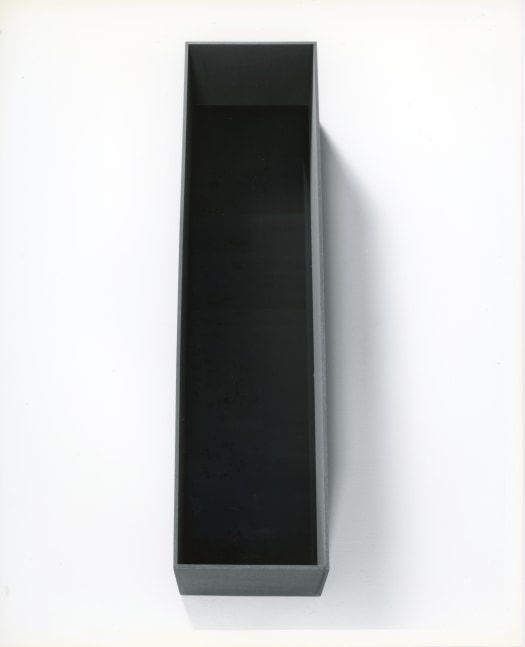 Donald Judd &quot;Untitled&quot; 1989 Cor-ten steel and blue plexiglass 9 5/8&quot; x 39 3/8&quot; x 9 5/8&quot;
