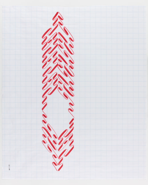 Tauba Auerbach Ligature Drawing, 21 October 2018, 2018 ink on paper with date stamp 32 1/2 x 27 in. (82.6 x 68.6 cm)
