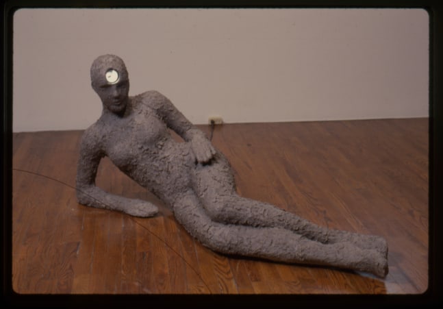 Jonathan Borofsky &quot;Projector No. 3,214,876&quot; 1990 Fiberglass, celluclay, resin, projector, steel and wood 27&quot; x 60 1/2&quot; x 19 3/4&quot;