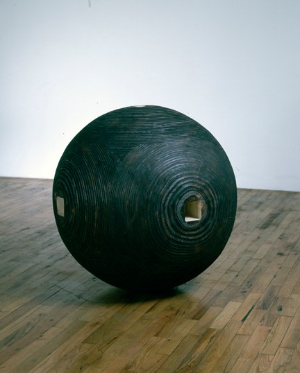 Jackie Winsor &quot;Burnt Sphere&quot; 1980-81 Plywood 32 3/8&quot; diameter