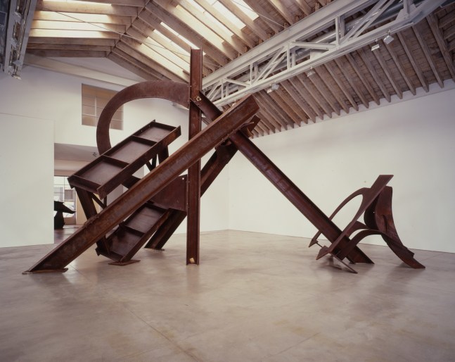 Installation view, Mark di Suvero, Paula Cooper Gallery, 534 W 21st Street, New York. May 1 - June 1, 2002. Photo: Alan Reich.